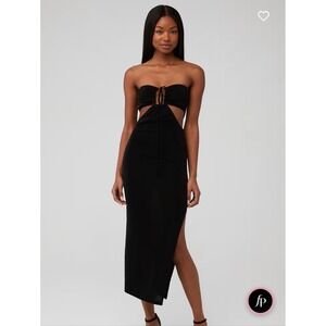 Runaway the Label Black Jodi Midi Dress Strapless Ruched Slit Size US 10 XL